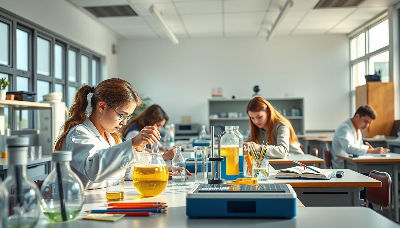 Students working in research laboratory